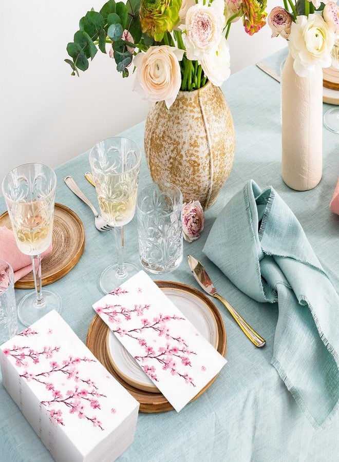 JarThenaAMCS 100Pcs Cherry Blossom Guest Napkin Floral Disposable Paper Napkin Pink Flower Dinner Hand Towel Napkin For Home Kitchen Bathroom Party Supplies - Image 5